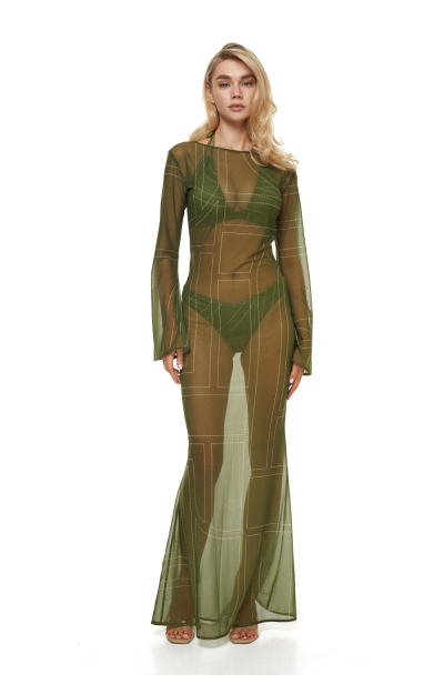 Dress mesh to the floor, "Madeira" print