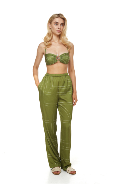 Pants, Artificial Silk, print Madeira