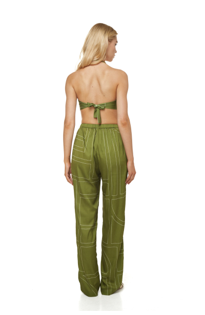 Pants, Artificial Silk, print Madeira