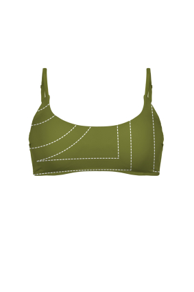 Stretch terry bikini top with "Madeira" print