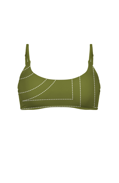 Stretch terry bikini top with "Madeira" print