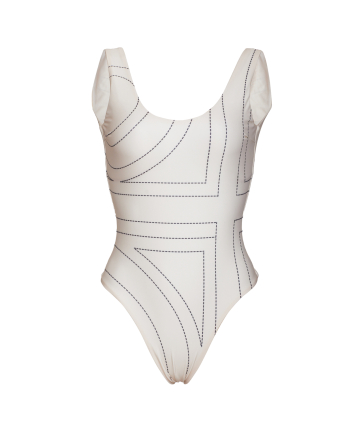 One-piece with print, tank top style, Madeira Pearl