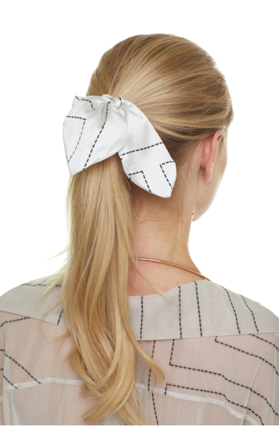Elastic band on the head with a bow, Artificial Silk, Madeira Pearl, print 