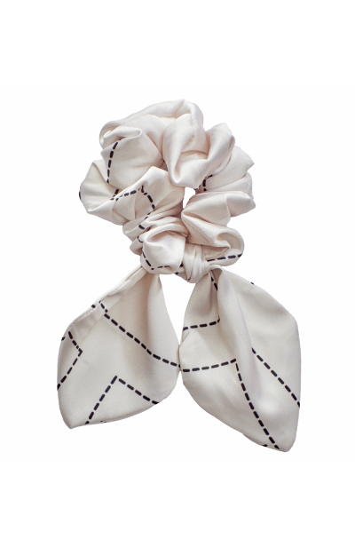 Elastic band on the head with a bow, Artificial Silk, Madeira Pearl, print 