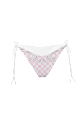 V bikini briefs with ties, "Versailles Rose" print