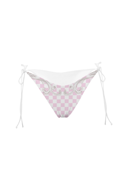 V bikini briefs with ties, "Versailles Rose" print