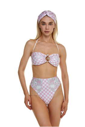 High leg bikini briefs with "Versailles Rose" print