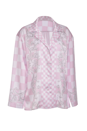 Shirt, Artificial Silk, "Versailles Rose" print