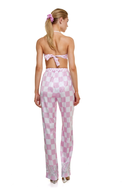 Pants, Artificial Silk, print Versailles Rose