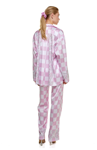 Pants, Artificial Silk, print Versailles Rose