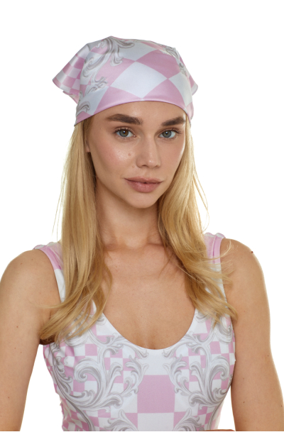 Headscarf, Artificial Silk, "Versailles Rose" print, 60х60