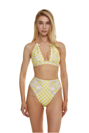 High leg bikini briefs with "Versailles Lemon" print