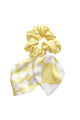 Elastic band on the head with a bow, Artificial Silk, Versailles Lemon, print 
