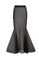 Stretch-tulle maxi skirt with "Black" print