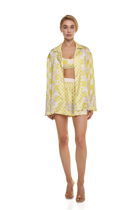 Shirt, Artificial Silk, "Versailles Lemon" print