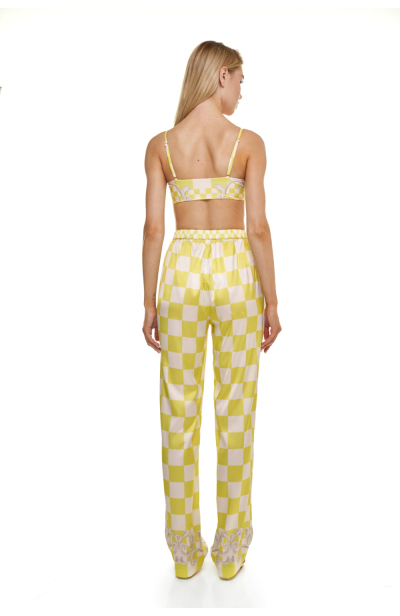 Pants, Artificial Silk, print Versailles Lemon