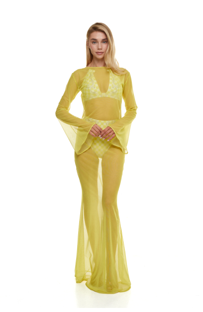 Dress mesh to the floor, "Versailles Lemon" print