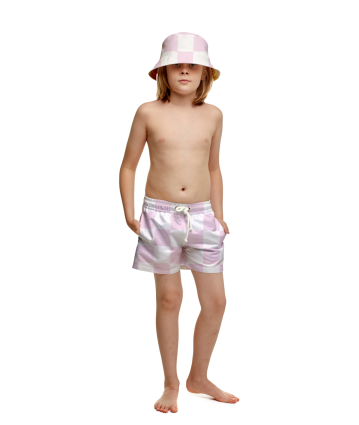 Kids swim shorts with "Versailles Rose" print