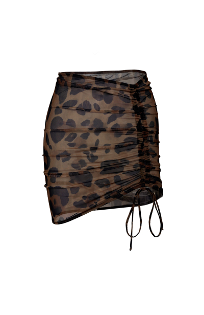 Mini skirt, mesh, Leopard