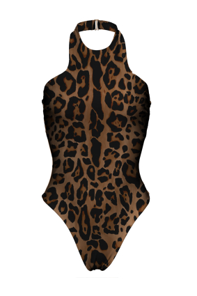 One-Piece Swimsuit with Print, Leopard