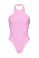 Solid One-Piece Swimsuit, Halter, Pink