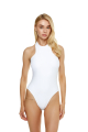 Solid One-Piece, Halter, White