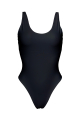 Solid one-piece tank thong, black