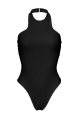 Solid One-Piece, Halter, Black