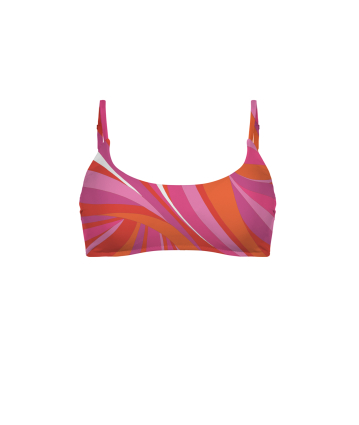 Stretch terry bikini top with "La Linia Viva" print