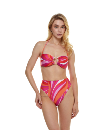 High leg bikini briefs with "La Linia Viva" print