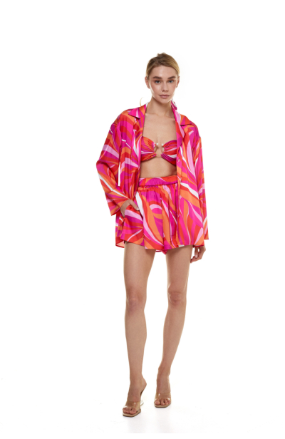 Shirt, Artificial Silk, "La Linia Viva" print