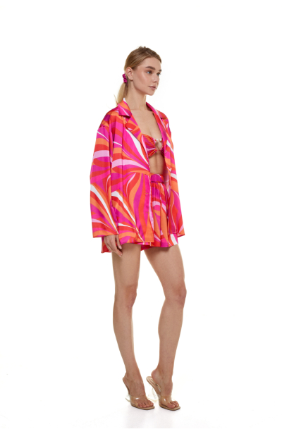 Shirt, Artificial Silk, "La Linia Viva" print