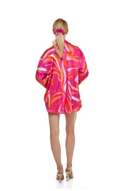 Shirt, Artificial Silk, "La Linia Viva" print