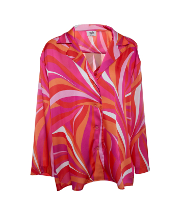 Shirt, Artificial Silk, "La Linia Viva" print