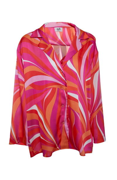 Shirt, Artificial Silk, "La Linia Viva" print