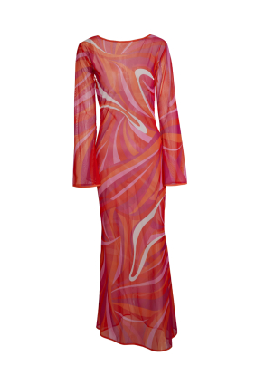 Dress mesh to the floor, "La Linia Viva" print