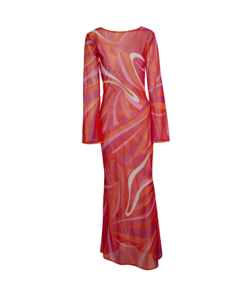 Dress mesh to the floor, "La Linia Viva" print