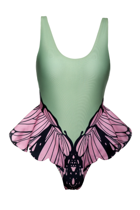 One-piece with print, tank top style, Garden Butterfly