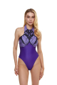 One-Piece Swimsuit, Halter, Violet Butterfly