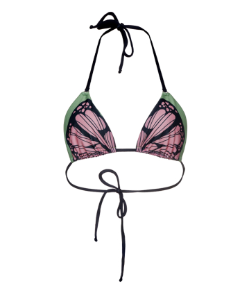 Triangle bikini top "Garden Butterfly" print 