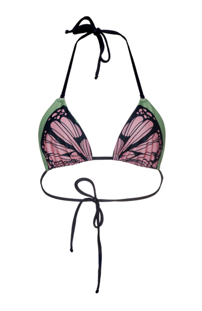 Triangle bikini top "Garden Butterfly" print 