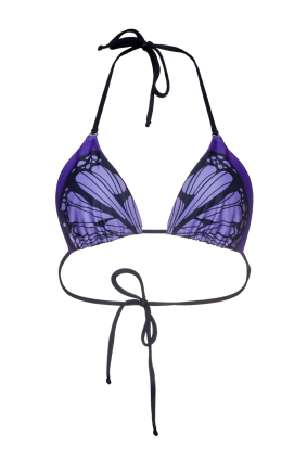 Triangle bikini top "Violet Butterfly" print 
