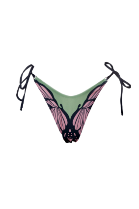 V bikini briefs with ties, " Garden Butterfly" print