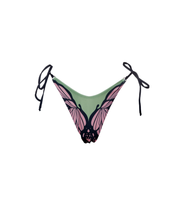 V bikini briefs with ties, " Garden Butterfly" print