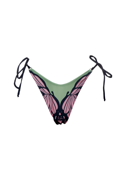 V bikini briefs with ties, " Garden Butterfly" print