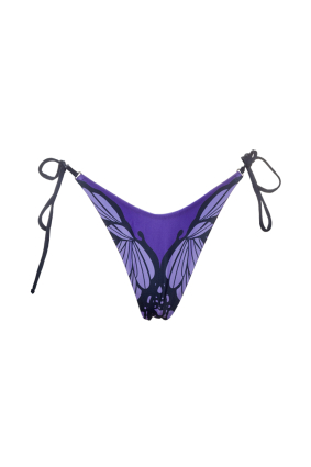 V bikini briefs with ties, " Violet Butterfly" print