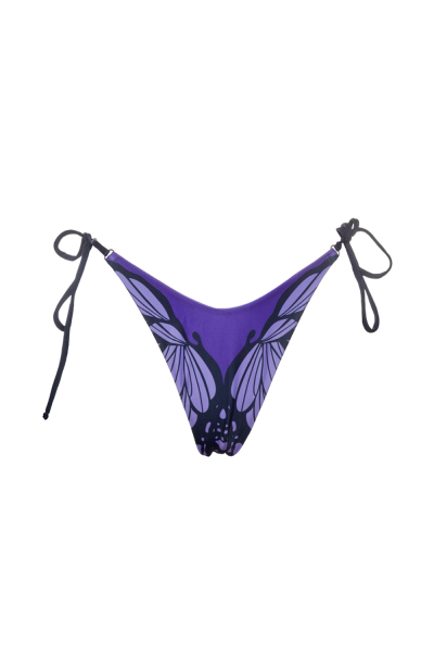 V bikini briefs with ties, " Violet Butterfly" print