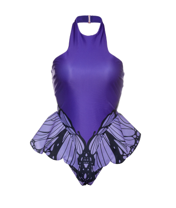 One-Piece Swimsuit, Halter Wings, Violet Butterfly