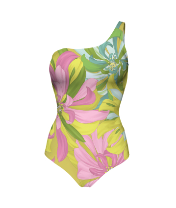 One-Piece Printed Swimsuit, One-Shoulder, Flirt in Bloom