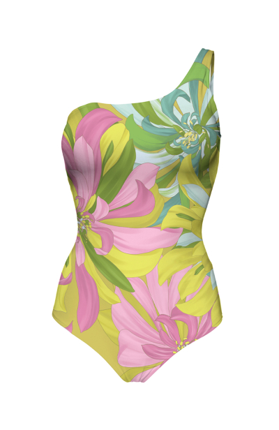 One-Piece Printed Swimsuit, One-Shoulder, Flirt in Bloom